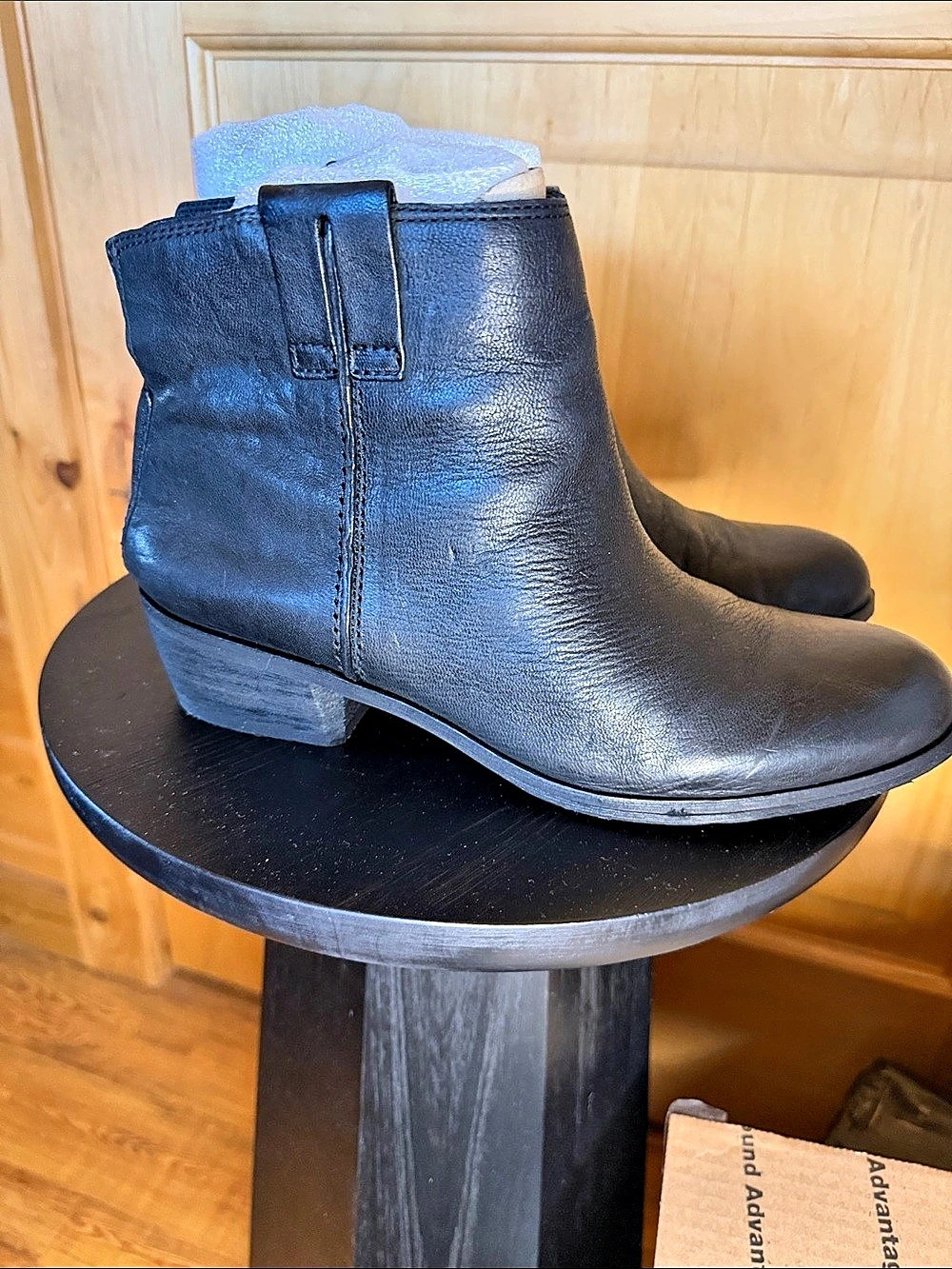 Sam Edelman Paige Ankle Boot Black Square Toe Block Heel